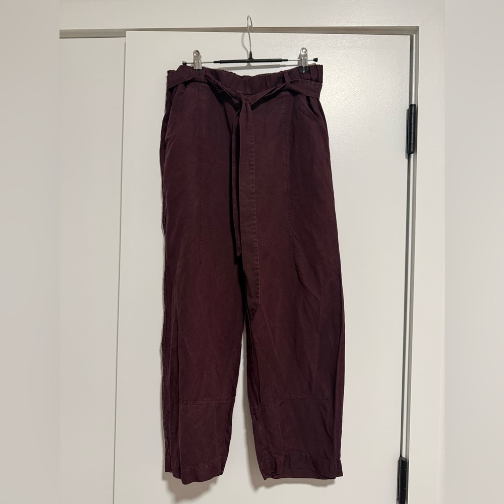Eileen Fisher Cassis Tencel/Linen Tie Waist Lantern Pant